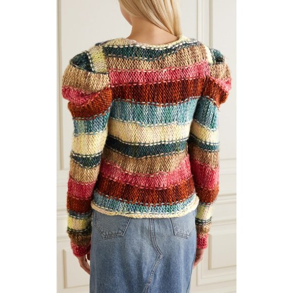 NWT $765 ULLA JOHNSON VIOLETA HAND WEAVED STRIPED MERINO WOOL SWEATER SZ M/L - Picture 6 of 10
